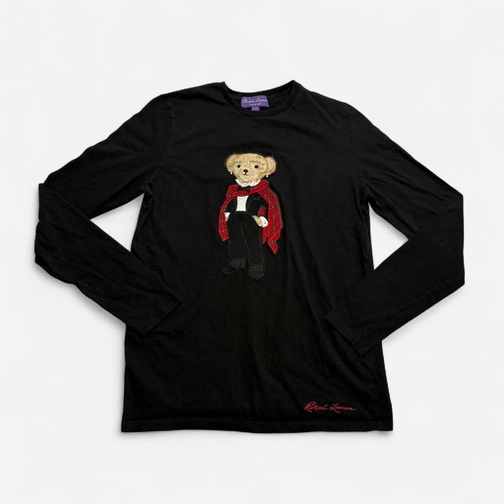 Ralph Lauren Collection Tuxedo Polo Bear Long Sleeve Tee Black Women’s S